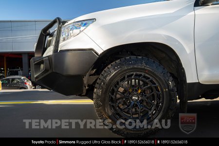 18x9.0 Simmons Rugged Ultra Gloss Black on Toyota Prado