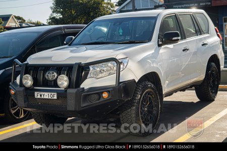 18x9.0 Simmons Rugged Ultra Gloss Black on Toyota Prado