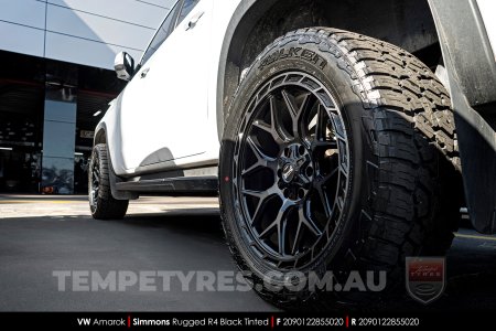 20x9.0 Simmons Rugged R4 Black Tinted on VW Amarok