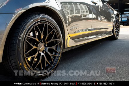 18x8.5 Starcorp Racing SR01 Satin Black on Holden Commodore VF