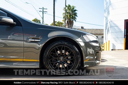 18x8.5 Starcorp Racing SR01 Satin Black on Holden Commodore VF