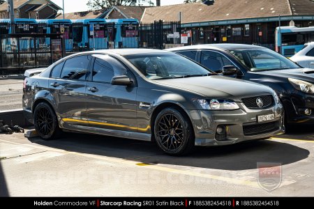 18x8.5 Starcorp Racing SR01 Satin Black on Holden Commodore VF