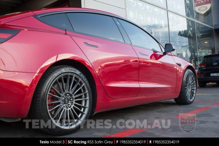 19x8.5 SC Racing RS5 Satin Grey on Tesla Model 3