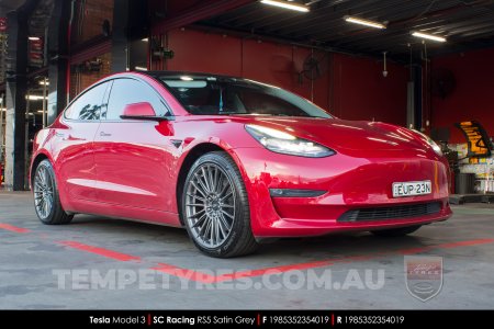 19x8.5 SC Racing RS5 Satin Grey on Tesla Model 3