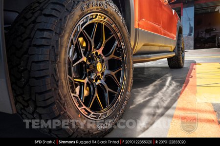 20x9.0 Simmons Rugged R4 Black Tinted on BYD Shark 6