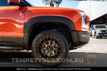 20x9.0 Simmons Rugged R4 Black Tinted on BYD Shark 6