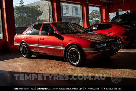 17x7.0 17x8.5 Simmons OM-1 Gloss Black on Ford Fairmont