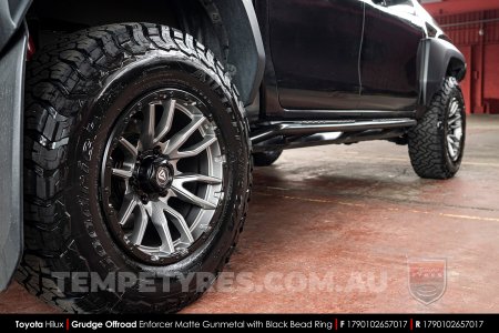 17x9.0 Grudge Offroad F2 Enforcer Matte Gunmetal on Toyota Hilux