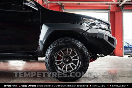 17x9.0 Grudge Offroad F2 Enforcer Matte Gunmetal on Toyota Hilux