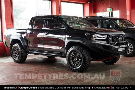 17x9.0 Grudge Offroad F2 Enforcer Matte Gunmetal on Toyota Hilux
