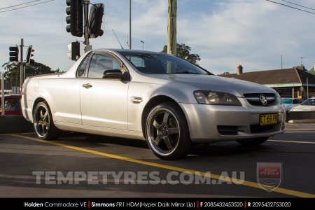 20x8.5 20x9.5 Simmons FR-1 Hyper Dark on Holden Commodore VE