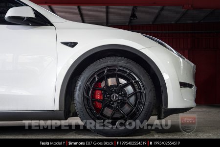 19x8.5 19x9.5 Simmons EU7 Gloss Black on Tesla Model Y