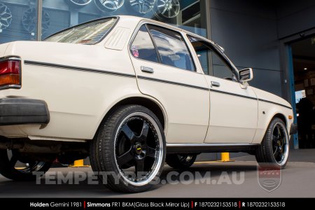 18x7.0 18x8.5 Simmons FR-1 Gloss Black on Holden Gemini