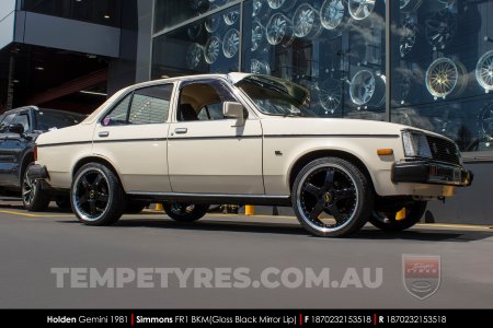 18x7.0 18x8.5 Simmons FR-1 Gloss Black on Holden Gemini
