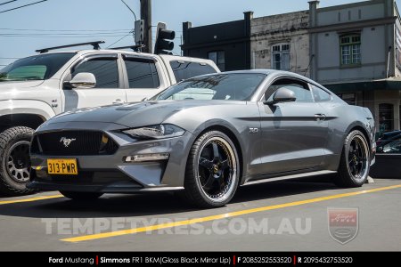 20x8.5 20x9.5 Simmons FR-1 Gloss Black on Ford Mustang