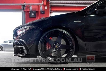 20x8.5 20x10 Simmons FR-C Satin Black NCT on Mercedes A-Class