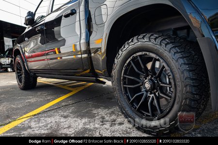 20x9.0 Grudge Offroad F2 Enforcer Satin Black on Dodge Ram