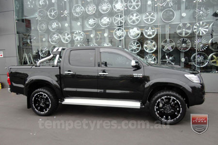 20x9.0 Ballistic Hostel Black on TOYOTA HILUX SR5