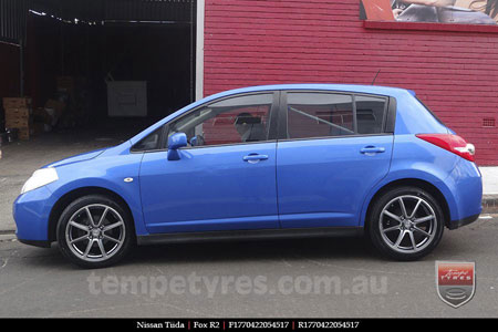 17x7.0 Fox R2 Gunmetal on NISSAN TIIDA