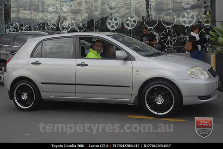 17x7.0 Lenso GT-6 Black on TOYOTA COROLLA