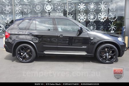 20x9.5 20x10.5 E70 4.8L Black on BMW X5