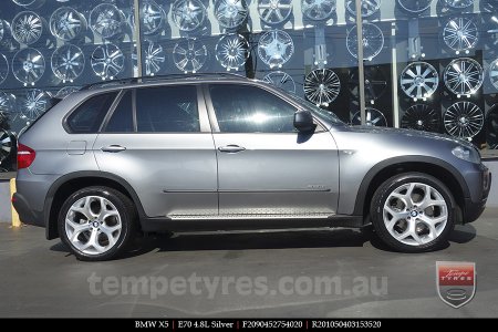 20x9.5 20x10.5 E70 4.8L Silver on BMW X5