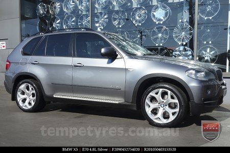 20x9.5 20x10.5 E70 4.8L Silver on BMW X5