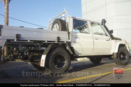 16x8.0 Gecko Steel Black on TOYOTA LANDCRUISER 70 SERIES