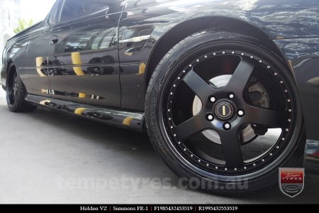 19x8.5 19x9.5 Simmons FR-1 Satin Black on HOLDEN COMMODORE VZ 