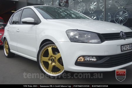 18x7.0 18x8.5 Simmons FR-1 Gold on VW POLO