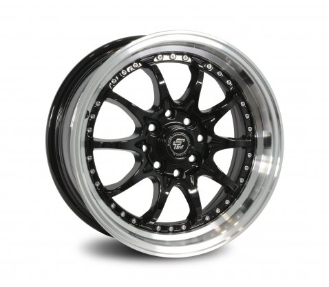 15x6.5 SC Racing 5212 Glossy Black Machined Lip 4/100 P38