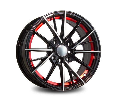 15x7.0 SC Racing DX244 Black Machine Face Red Undercut - SC Racing Wheels