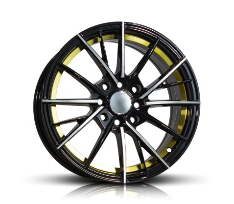 15x7.0 SC Racing DX244 Black Machine Face plus Gold Undercut